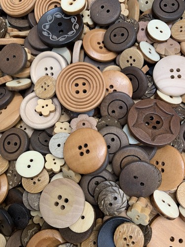 Brown wooden buttons mixed - buttons,