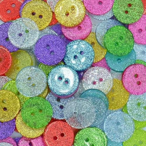 Round glitter buttons - -, single