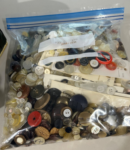 Vintage buttons lot basket - vintage,