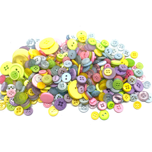 Coloured mixed buttons plastic - coloured,