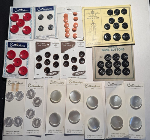 Vintage buttons cards - buttons, on