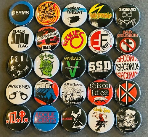 Assorted punk buttons - assorted, us