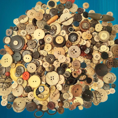 Mixed vintage wood - wood, buttons
