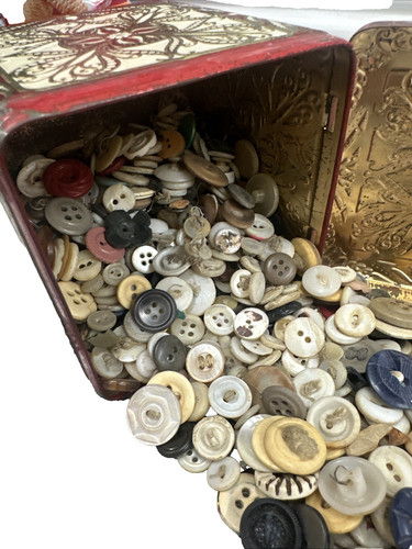 Vintage ornate tin filled with - vintage,