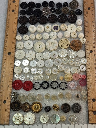 120 flower buttons mostly - flower,